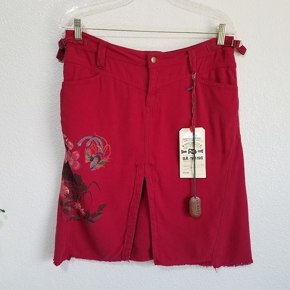 Da-Nang Painted Silk Blend Skirt - Picture 1 of 11